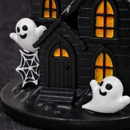 Decorative Figurine Freestanding Resin Haunted House Figurine Haunted House Statue with Ghosts