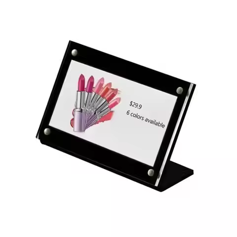 1pcs 90*60mm Black Clear Acrylic Magnetic Sign Holder Menu List Card Display Stand Frame