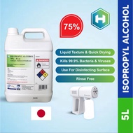 5Lit Isopropyl Alcohol 75% (IPA 75%) Disinfectant / Sanitizer / Antiseptic / Sanitizer Alcohol