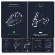 2023 F1 Imola Monaco Zandvoort Track Circuit Park Canvas Painting Wall Art F1 Car Posters Aesthetic 