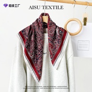 Cashew Printed Silk Scarf Square Scarf Atmosphere Wear Headscarf Spring Autumn Herringbone Pattern S