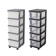 Transparent Household Floor-Type Combination Chest of Drawer Movable Plastic Drawer with Wheels Finishing Box Storage Box