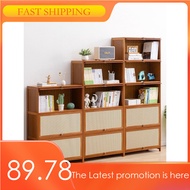 LIVECABIN Bamboo Book Cabinet Combination Book Shelf Chinese Style Storage Cabinet Large Book Shelf 
