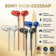 Sony MDR-EX255AP 3.5mm Wired Earbuds, 12mm Driver Deep Bass, Noise Isolation, Built-in Mic In-Ear He