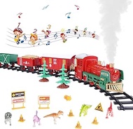 Electric Train Set for Boys and Girls - Christmas Train Set with Real Smoke, Sounds & Lights - Class