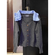 This Is April x Enzy Storia Cardigan Aura Unique Collar Grey