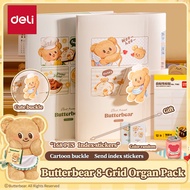 1PCS Deli HY602 Butterbear 8-Grid Organ Pack Student Large Capacity Exam Paper Storage Book