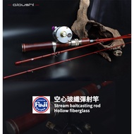 【DUOYU】AIOUSHI Catapult Rod baitcasting rod UL Light Fishing Rod Portable Travel Fishing Rod Stream Micro Throwing Fiberglass Rod FUJI Guide Ring