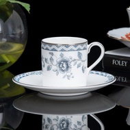 英國製Royal Doulton約瑟芬1999藍色花卉白金細緻骨瓷義式咖啡杯