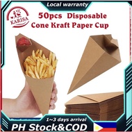 50pcs Fries Holder Paper Kraft Cup Holder for French Fries Snacks Nuggets Pops Sauce Kraft Cone