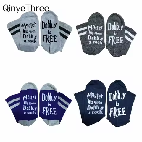 Novelty ‘Master Has Given Dobby A Sock‘ ‘Dobby Is Free’ Men Funny Soft Cotton Casual Letter Sokken D