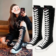 Long Boots * High Boots * Women's Boots Slimmer Look Zipper Black High-Top Canvas Shoes Canvas Boots