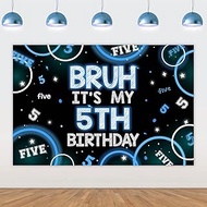 Wonmelody Bruh It’s My 5th Birthday Decor 4.92*3.28ft Bruh It’s My 5th Birthday Backdrop Banner Blue