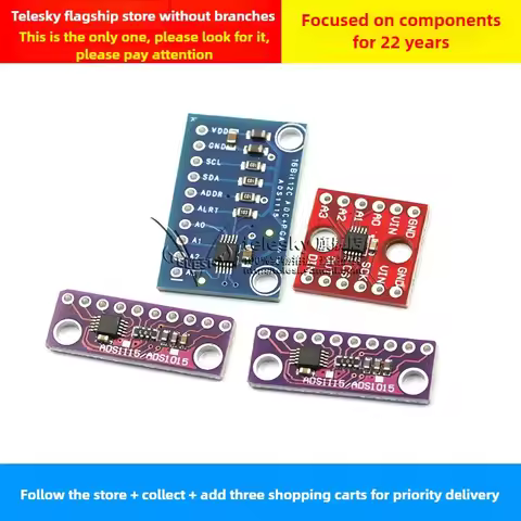 1PCS ADS1115 ADS1015 16 Bit I2C Module Precision ADC 4 Channel Development Board Pro Gain Amplifier 