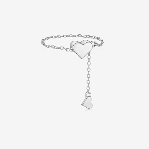 VEWANT Women 925 Sterling Silver Heart Zircon Adjustable Flexible Fix Pulling Silica Stopper Ring 20