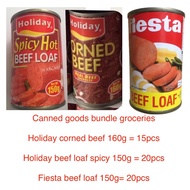 Canned goods bundle Fiesta beef loaf 150g 20pcs,holiday spicy beef loaf 150g 20pcs&amp;corned beef 15pcs