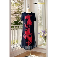 SONNGUYEN Middle-aged straight dress that hides the belly 35505 (Length 105cm)
