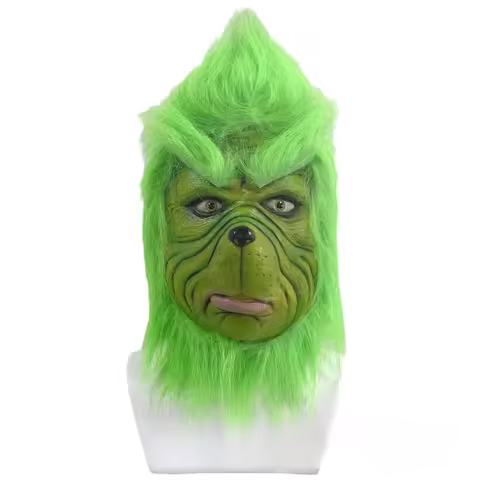 Green Haired Monster Mask Green Fur Monster Cosplay Masque Halloween Mask Anime Latex Headgear Glove