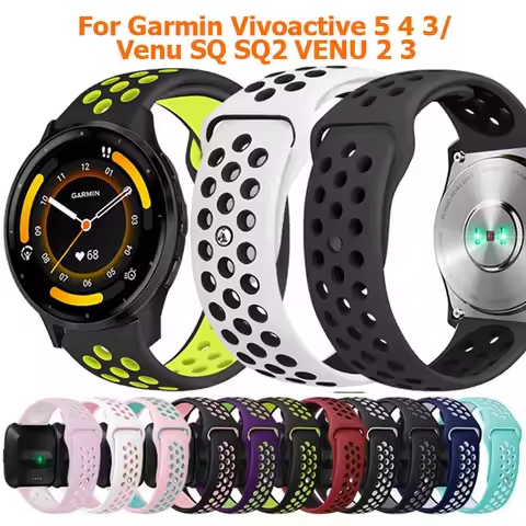 22mm 20mm Bracelet Strap For Garmin Vivoactive 5 4 3 Silicone Wristband For Garmin Venu SQ SQ2 VENU 