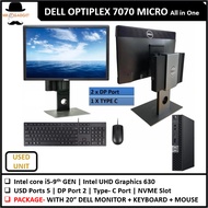 Dell OPTIPLEX 7070 Micro PC FULL SET BUILT IN WIFI Core i5-(9th GEN) 20"INCH MONITOR UPTO 32GB RAM/1