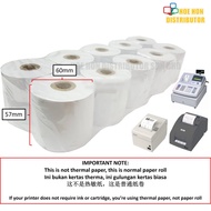 57mm Cash Register Receipt Printer White Paper Roll 57mm x 60mm x 12mm / 57x60 10 Rolls