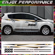 4pcs Car Stickers Side Skirt Decals For Peugeot 2008 3008 4008 5008 Auto Sport Vinyl DIY Stripe Acce