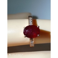 #R254 100% Natural Red Blood Ruby 14K Rose Gold Plated 925 Sterling Silver Ring (Dia.17.6m)