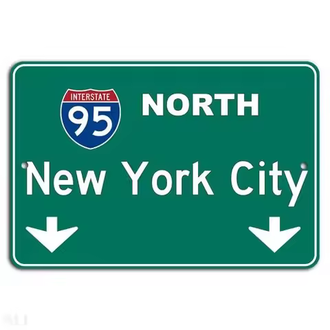 I-95 North Green Road Sign: New York City Direction sign