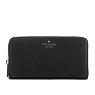 【KATE SPADE】Leila 素面荔枝皮革長夾（黑色） _廠商直送