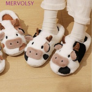 MERVOLSY 1 pair Winter Fluffy Slippers, Plush Cow Cow Plush Slippers, House Slides Warm Non-slip Toe