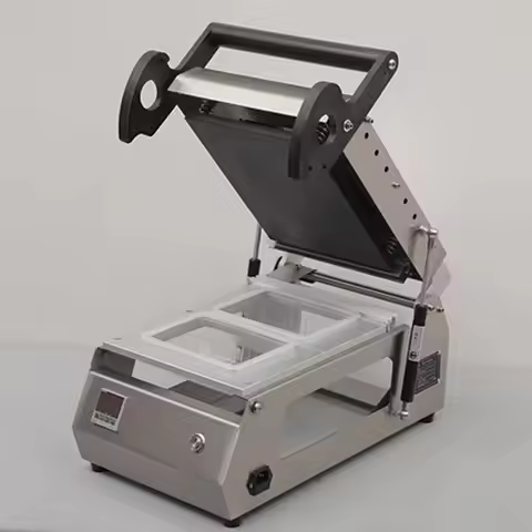 DQ-3 Commercial Stainless Steel Vegetable Tray Heat Sealer - Semi-Automatic Takeaway Steak Deli Pack