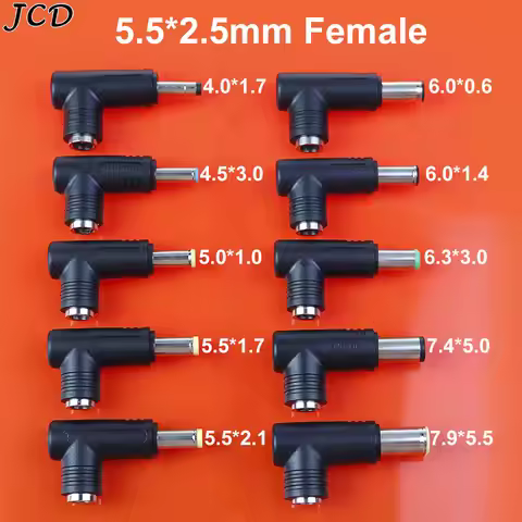 JCD DC 5.5X2.5 Female Jack Adapter to 4.0*1.7 4.5*3.0 5.0*1.0 5.5*1.7 6.0*1.4 6.3*3.0 7.4 Male Plug 