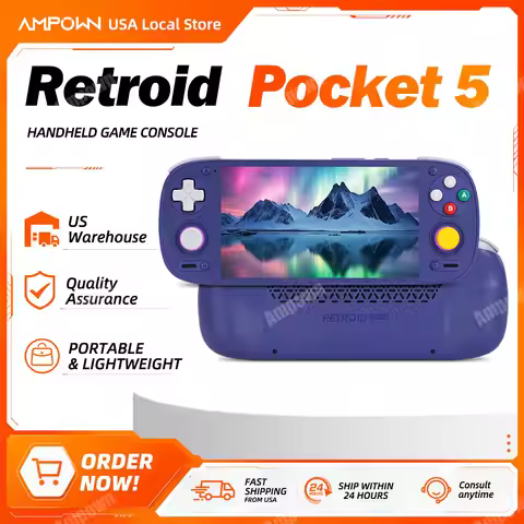 Retroid Pocket 5 RP5 5.5" AMOLED Handheld Game Console 2.5D Seamless Glass 3D Hall Joystick Swapable