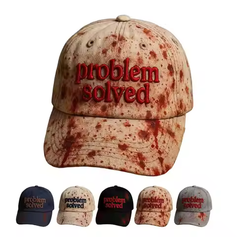 Baseball Hat Dark Blood Stain Print 3D Embroidery Problem Solved Unisex Sun Protection Baseball Hat