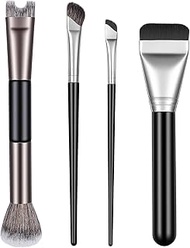 4pcs Nose Contour Brushes 2 in 1 U Shaped Fluffy Makeup Brush Flat Foundation Brush Angled Contourin