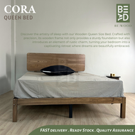 CORA Queen Bed Frame Katil Kayu Queen Queen Size Bed Katil Murah Wooden Queen Bed (BE WOOD)
