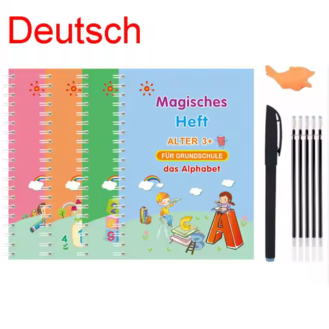 Free Wiping German Magic Copybook Pen Preschools Kids Calligraphy Children Reusable Deutsch Writing 