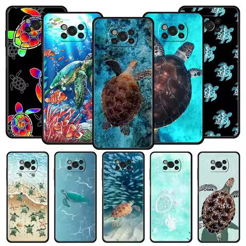 lovely Cartoon sea turtle ocean blue Phone Case For For Xiaomi Poco X6 X5 Pro X4 X3 NFC F5 Pro F4 F3