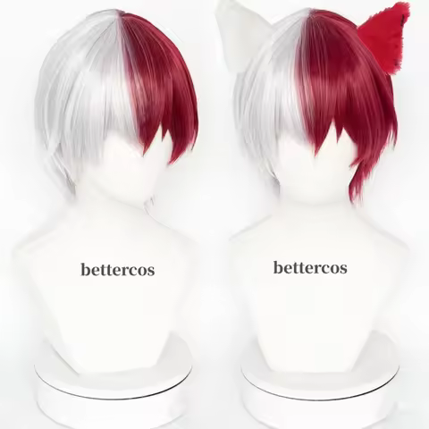 High Quality Boku no Shoto Todoroki Shouto Cosplay Wig Silver White Red Wigs + Wig Cap