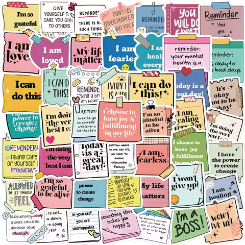 50pcs Self-adhere Motivational labels Cartoon Graffiti Stickers Phone Guitar Laptop Notebook Suitcas