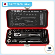 WORKPRO Socket Wrench and Garage Tool Set, Ratchet Wrench, 6.35mm (1/4-Inch) Drive, Quick-Release Ra