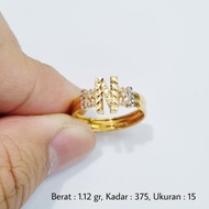 1.12 gr - Cincin Emas Huruf N Ukuran Ring Size 15 Kadar 375 (8K) - L1