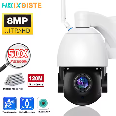8MP 4K HD 50X Zoom Optical 120M PTZ WIFI Camera IP Camera Outdoor AI Human Tracking IR Security Surv