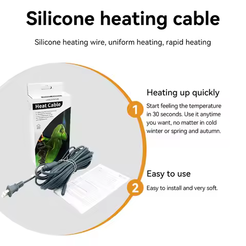 EU/US/UK/AU Plug 110V~220V Silicone Rubber Reptiles & Amphibians Heating Cable Vivarium Bottom Pet R