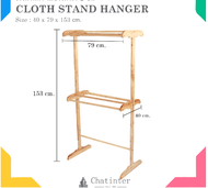 GHBathroom_Mall SAKU ราวตากผ้าไม้ยางพารา 2 ชั่น 6 เส้น ขนาด 79x40x153cm. สีไม้ธรมมชาติ ร้านค้าเเนะนำ