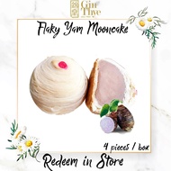 Early Bird [Gin Thye Digital] 4Pcs TEOCHEW Flaky Yam Paste Mooncake 芋泥月饼 [Redeem in store] Takeaway