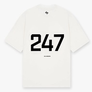 Ready Stock New 247 Digital Big Label Printed T-Shirt Male and Female Couples ins200GSM Hip Hop Spor