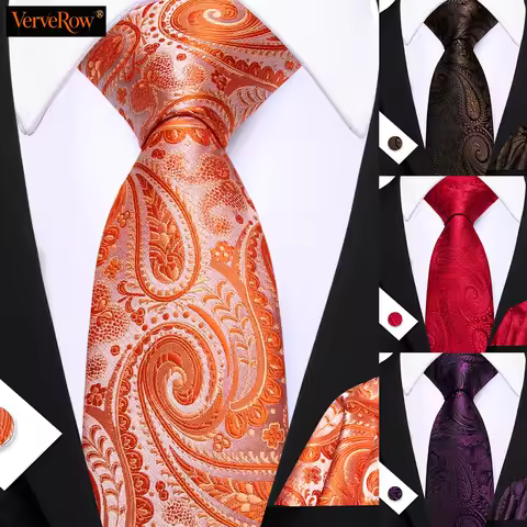 Elegant Paisley Men Tie Set Jacquard Necktie Pocket Square Cufflinks Business Wedding Suit Accessori