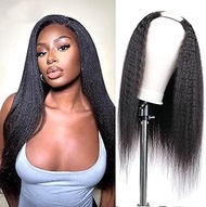 DaiMer U Part Wig Human Hair Straight Human Hair Wigs, Brazilian Glueless 2 x 4 Upart Yaki Straight 