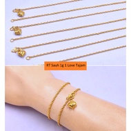 RANTAI TANGAN SAUH 1 LOVE EMAS 916 ORIGINAL EMAS 916 MURAH EMAS 916 BAJET GELANG 916 BRACELET